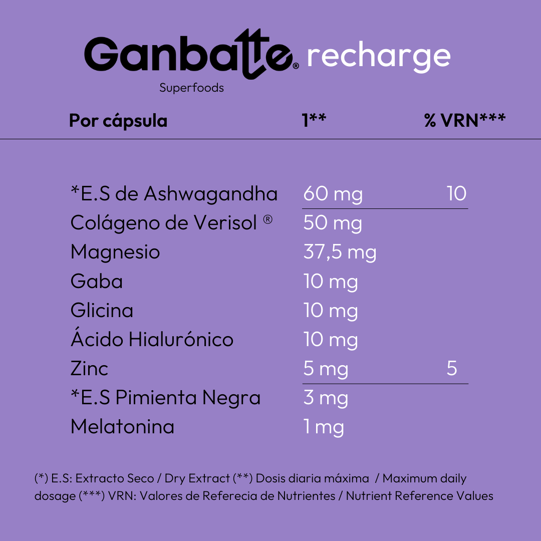 tabla nutricional ganbatte recharge